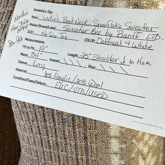 Vintage 90s Cable Knit Sweater Bee by Banff Snowflake Motif Cottage Core - Picture 2 of 7